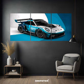 Porsche 911 GT3 poster set displayed on wall above chair in modern living room by Dripster